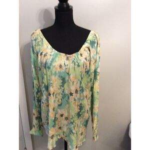 Klesis Floral Long sleeve top off Shoulder Krinkle Large L VNC